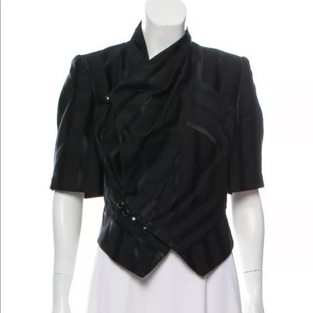 Zac Posen Black Structured Short Sleeve Jacket blazer Size L, US- 10, NWT